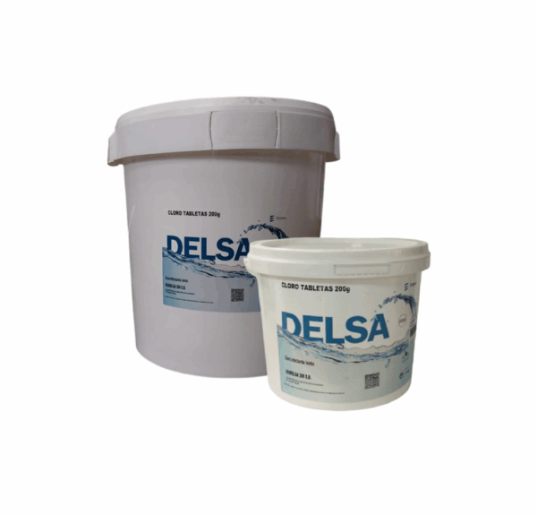 Cloro en Pastillas Delsa – 25 Pastillas de 200g | 5 KG y 25 KG