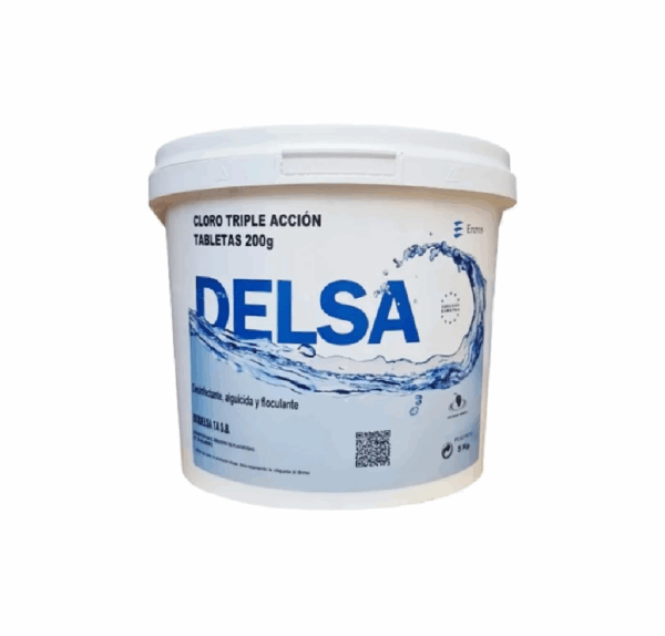 Cloro Triple Acción Delsa – Pastillas de 200g | 5 KG, 25 KG